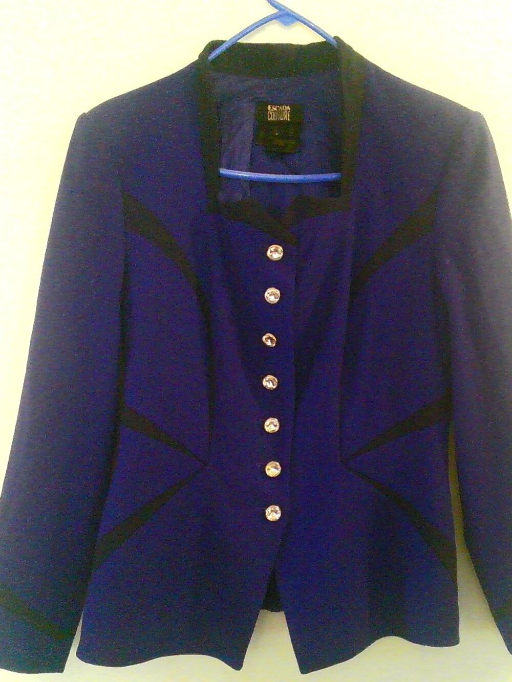 Escada Couture suit 2piece Skirt Purple Bleu Size 38 Vintage Women
